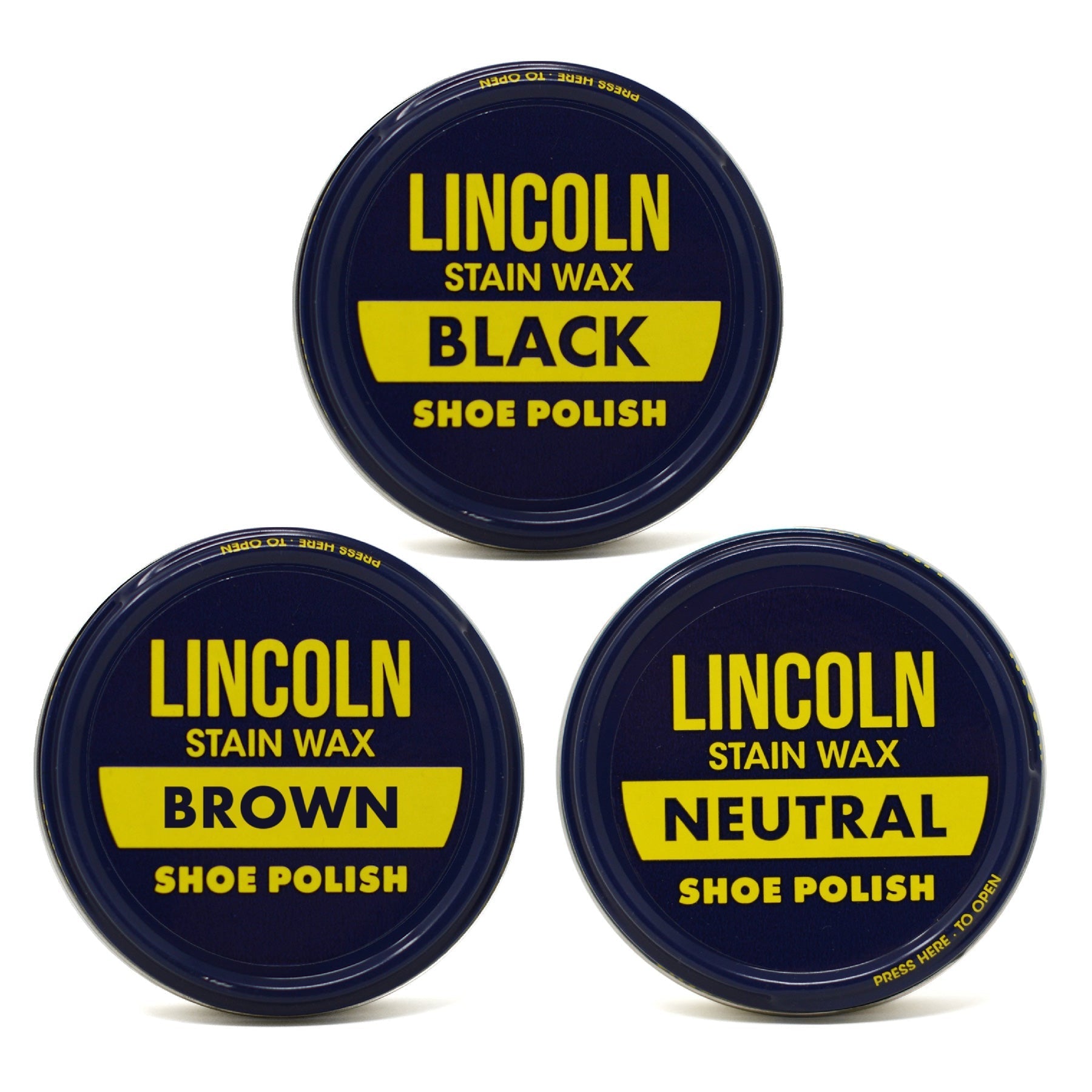 3 Lincoln Stain Wax Shoe Polish Tins