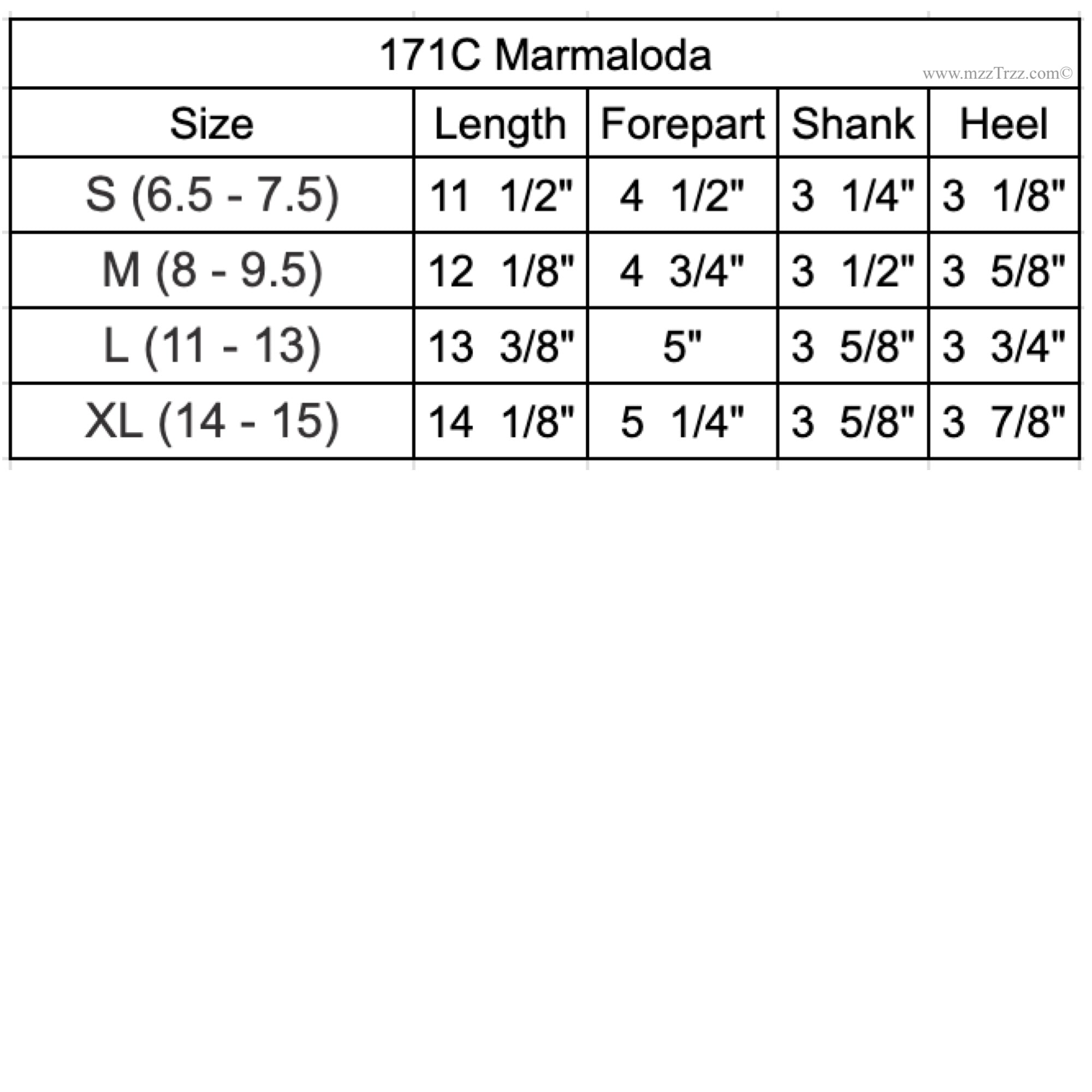 Vibram 171C Marmaloda measurements