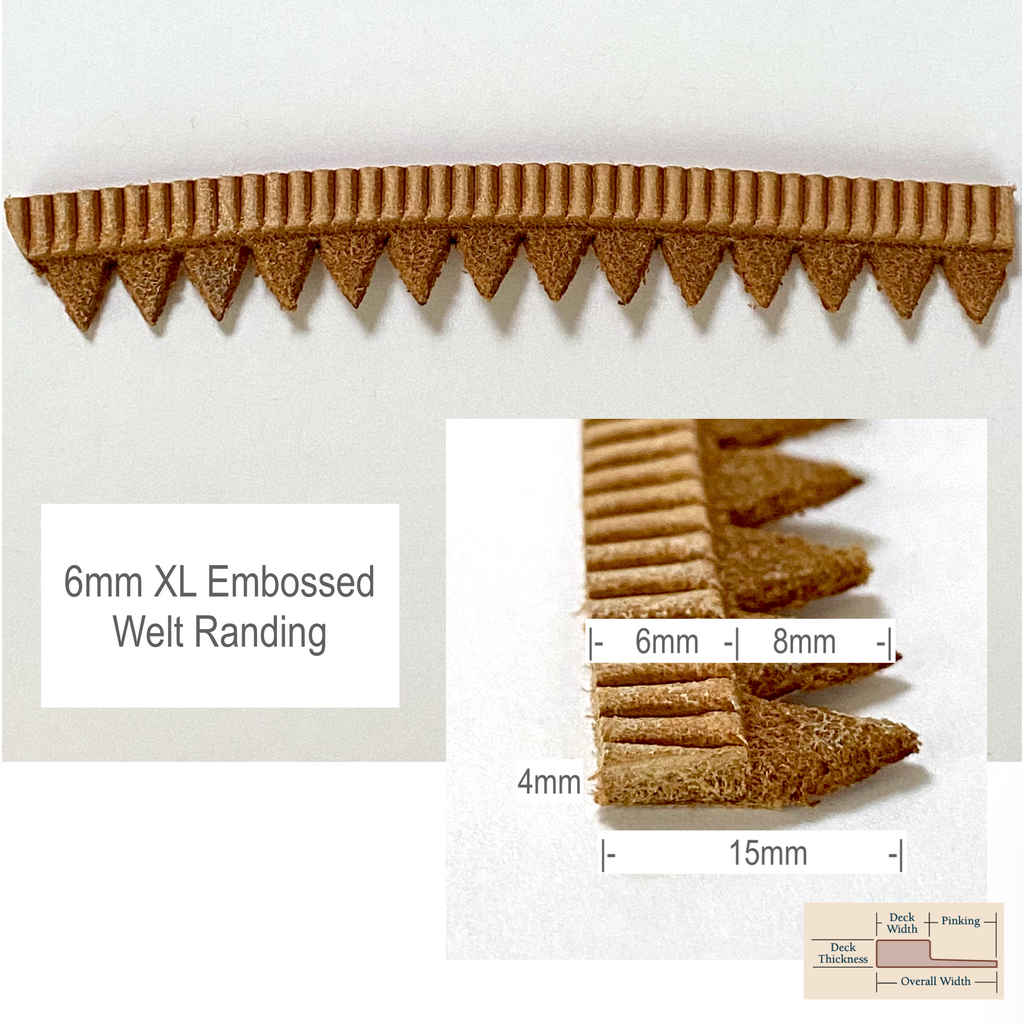 Shoemaking - Component - Leather Randing - False Welt - Embossed - Natural - By the Foot