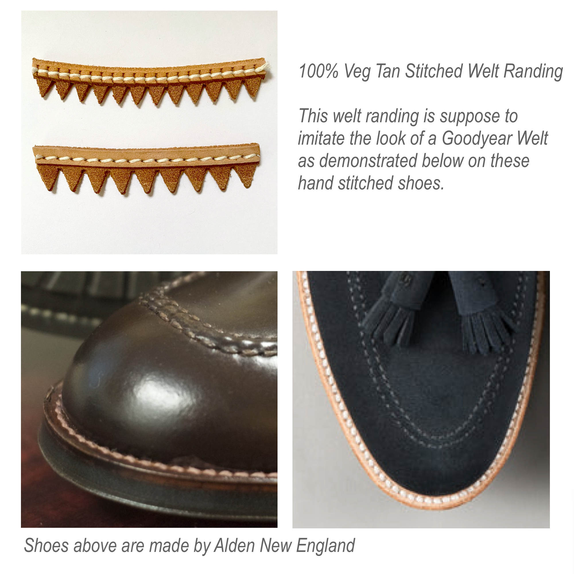 Shoemaking - Component - Leather Randing - False Welt - Stitched - Natural - By the Foot