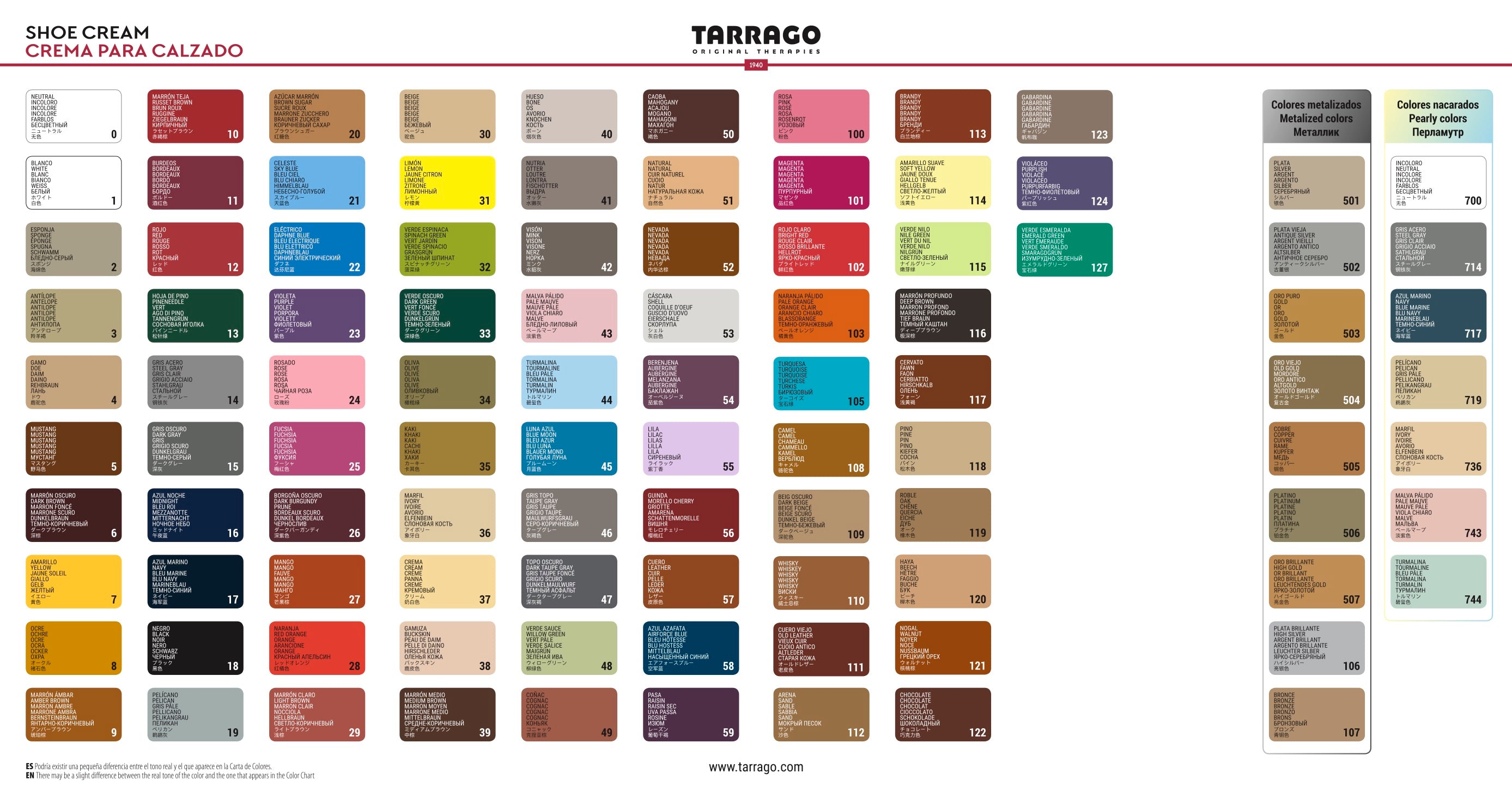 Leather Care - Tarrago - Shoe Cream - Standard Colors (0-59)
